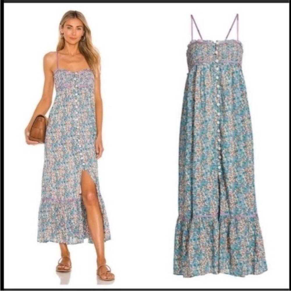 ▶️ Free People ◀️ Molly Jo Midi Dress in Blossom Combo - Picture 1 of 16